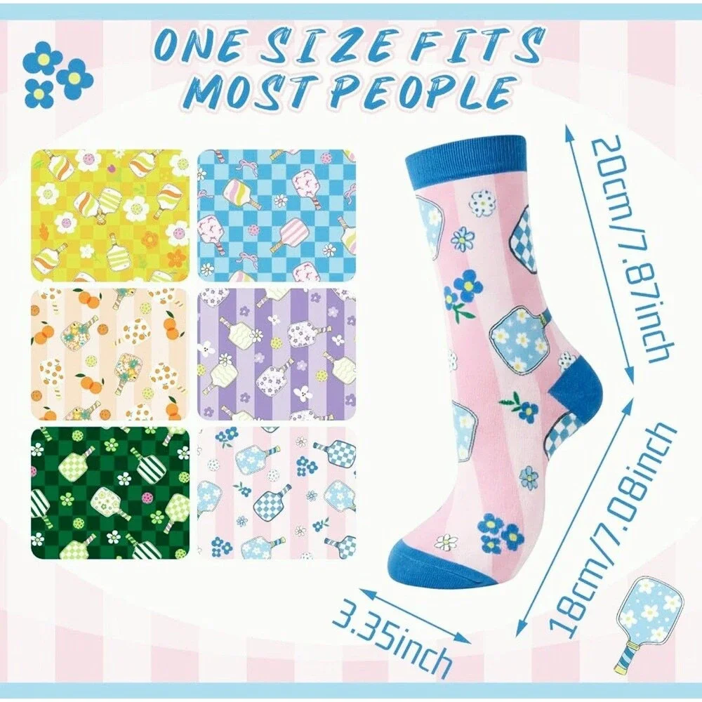 Glitopper 6 Pairs Dinkball Socks for Women Men Pickle Ball Lovers Silky Socks